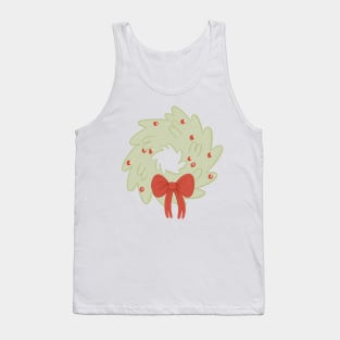 Christmas Wreath with Holly Berries and Bow Tank Top